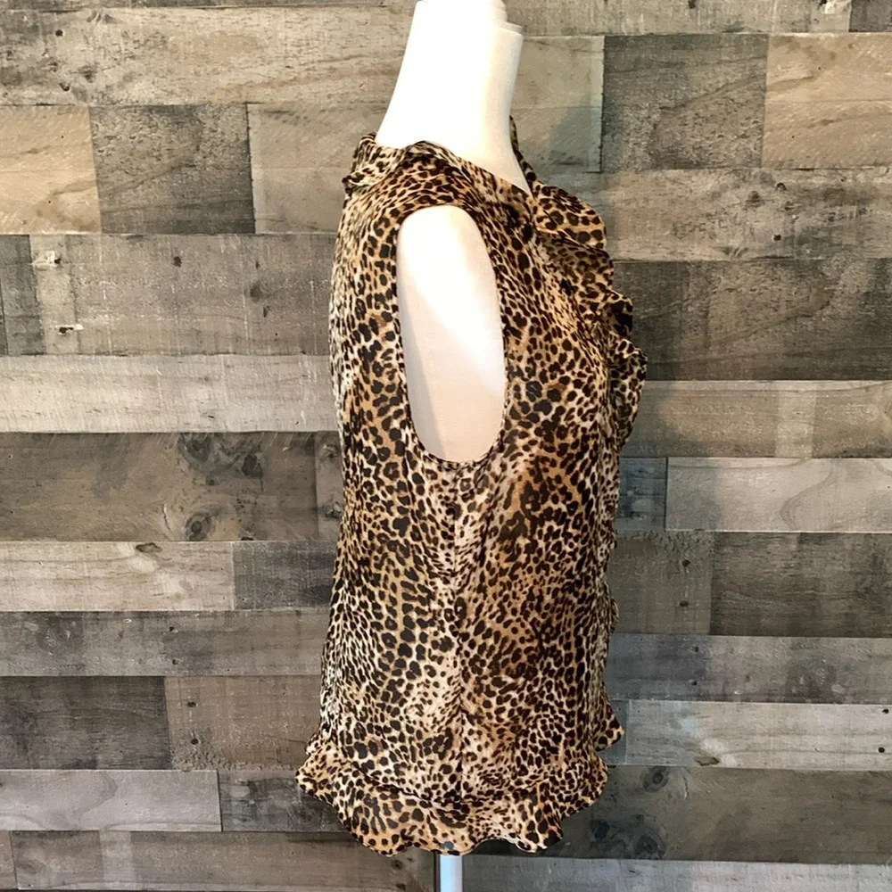 Sunny Leigh Sleeveless Leopard print top with ruffles and side tie - Picture 3 of 16